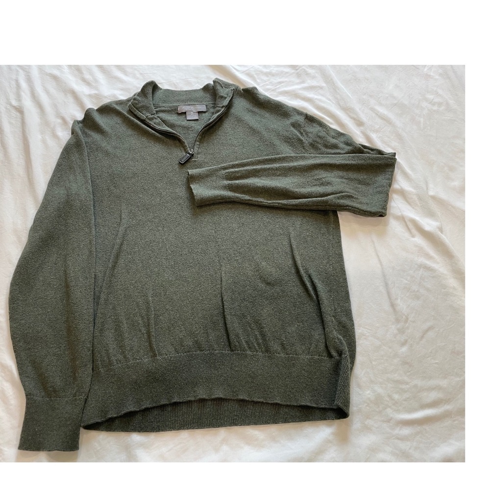 Daniel Cremieux Signature Pima Cotton Cashmere Quarter Zip Sweater Green Mens M